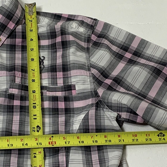 Men's Size Large Browning Pink Country Plaid Hunting Fishing Button Down Shirt - Picture 7 of 12